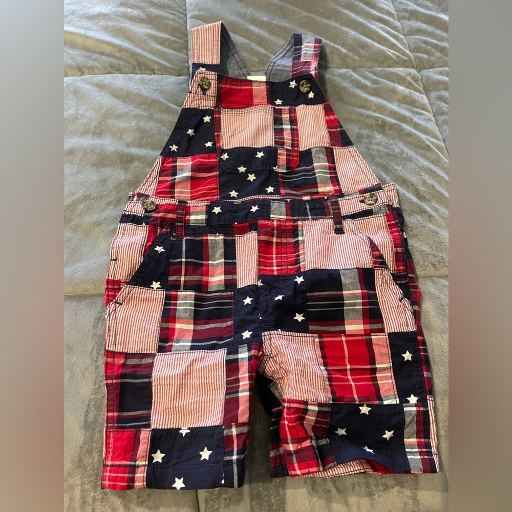 3t Gymboree overalls. Red white and blue.